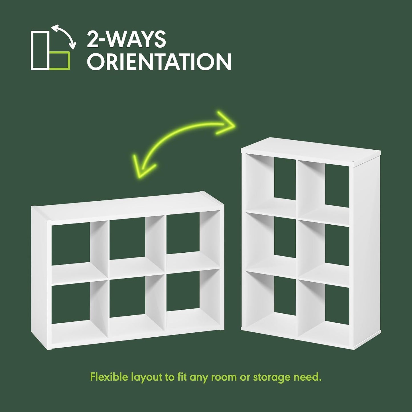 6-Cube Open Bookcase – Reversible Storage & Display Shelf for Living Room, Bedroom & Home Office