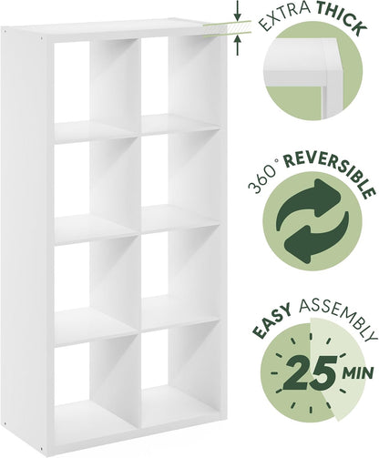 8-Cube Open Bookcase – Reversible Storage & Display Shelf for Living Room, Bedroom & Office