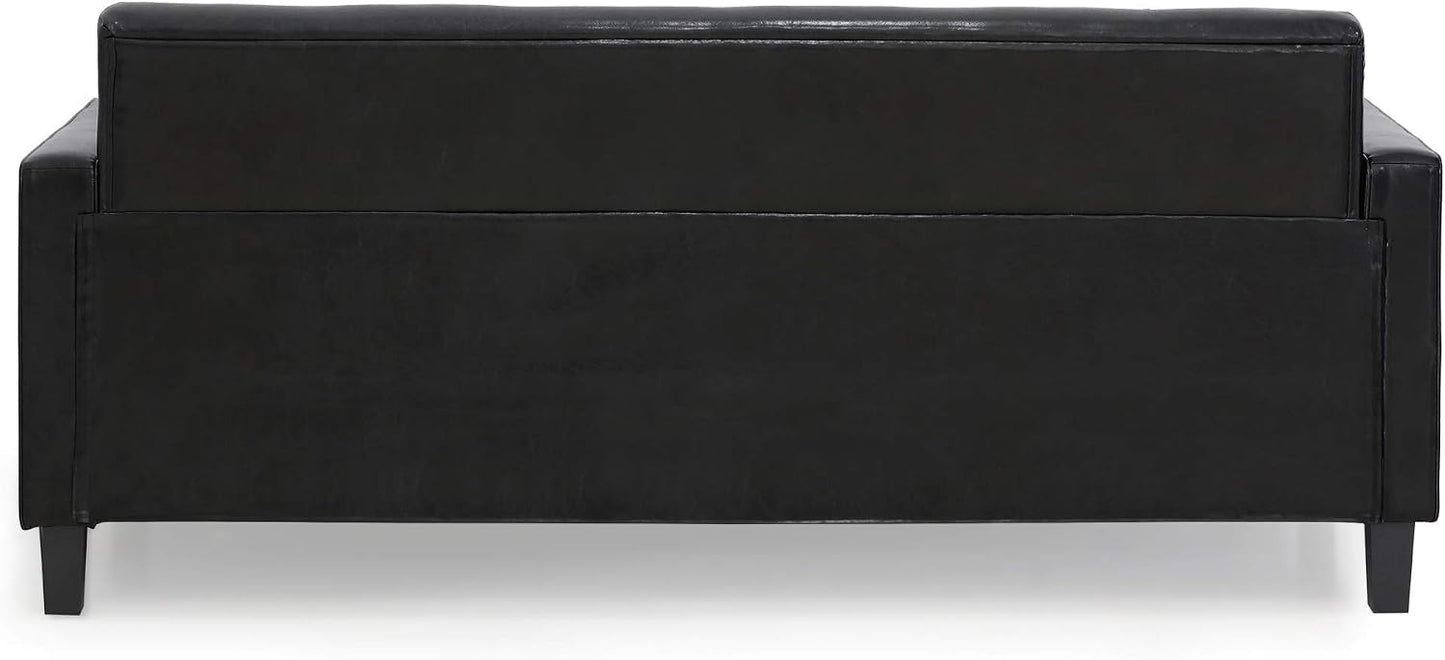 Contemporary Tufted 3-Seater Sofa – Stylish Faux Leather Couch with Cushioned Seating