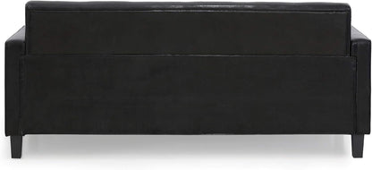 Contemporary Tufted 3-Seater Sofa – Stylish Faux Leather Couch with Cushioned Seating