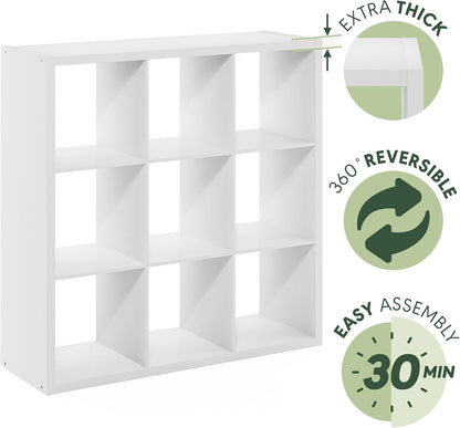 9-Cube Open Bookcase – Reversible Storage & Display Shelf for Living Room, Bedroom & Office