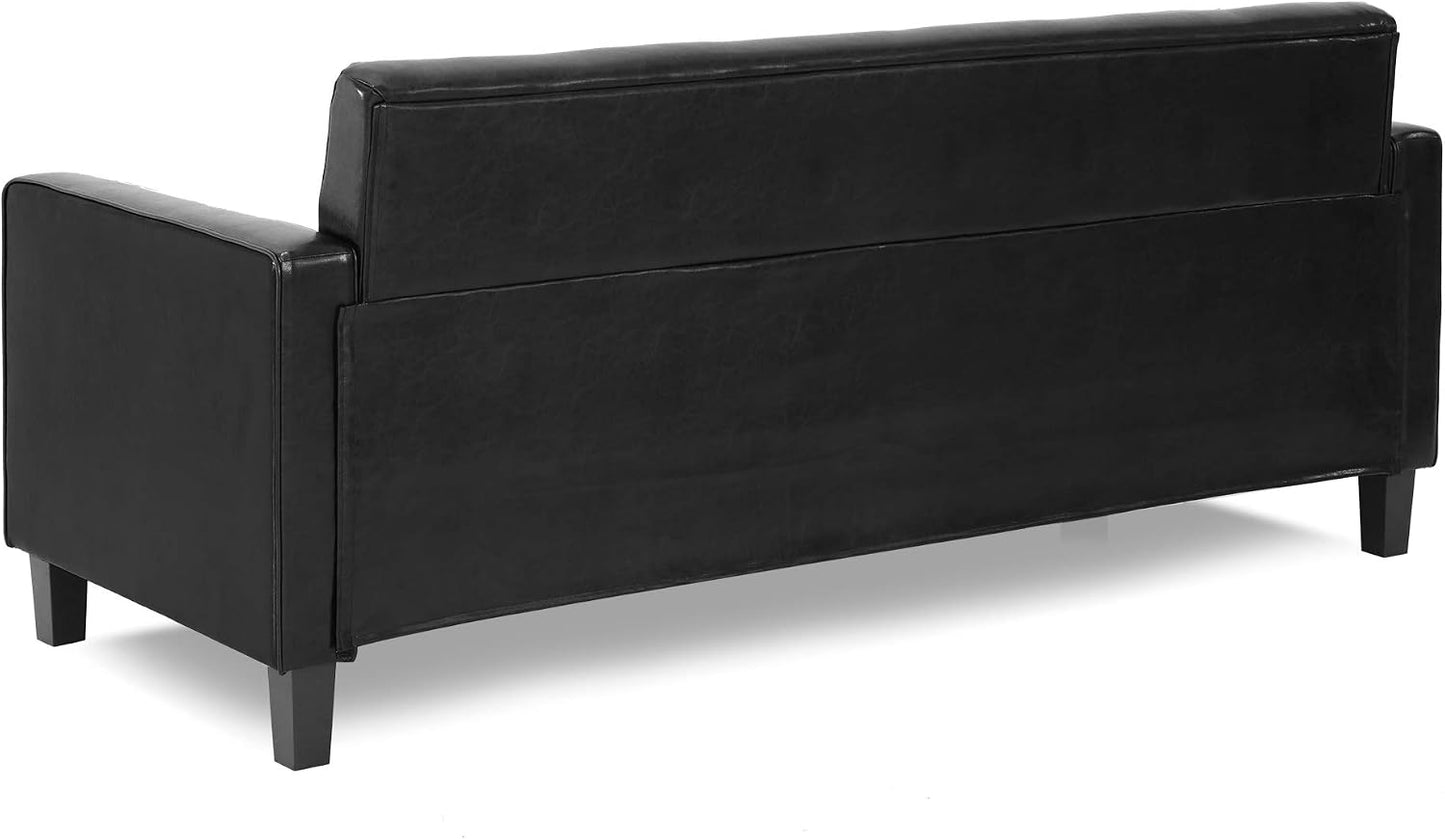 Contemporary Tufted 3-Seater Sofa – Stylish Faux Leather Couch with Cushioned Seating