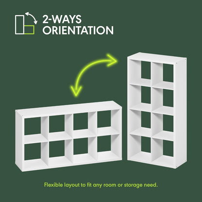 8-Cube Open Bookcase – Reversible Storage & Display Shelf for Living Room, Bedroom & Office