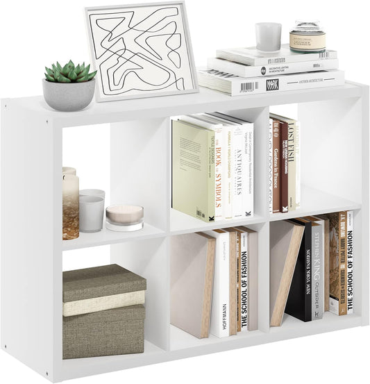 6-Cube Open Bookcase – Reversible Storage & Display Shelf for Living Room, Bedroom & Home Office