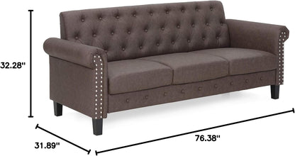 Vintage Tufted 3-Seater Sofa – Elegant Upholstered Couch with Classic Button Details
