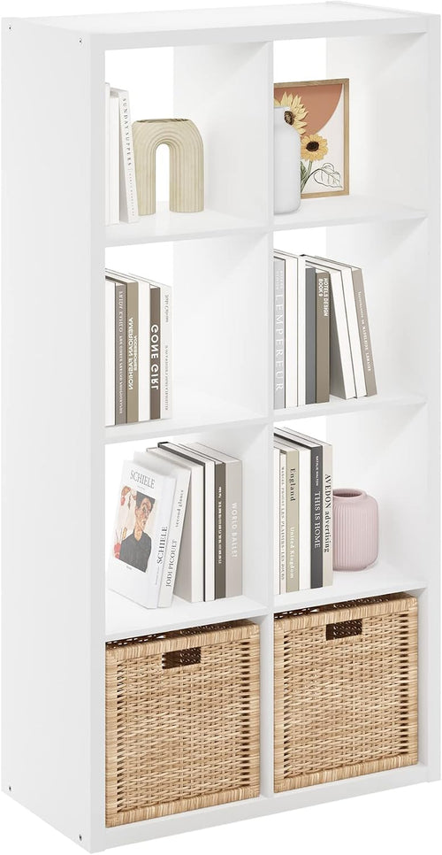 8-Cube Open Bookcase – Reversible Storage & Display Shelf for Living Room, Bedroom & Office