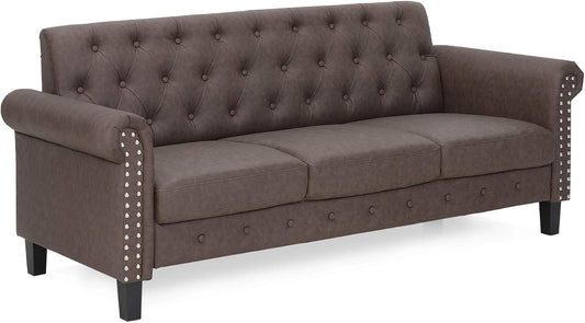 Vintage Tufted 3-Seater Sofa – Elegant Upholstered Couch with Classic Button Details