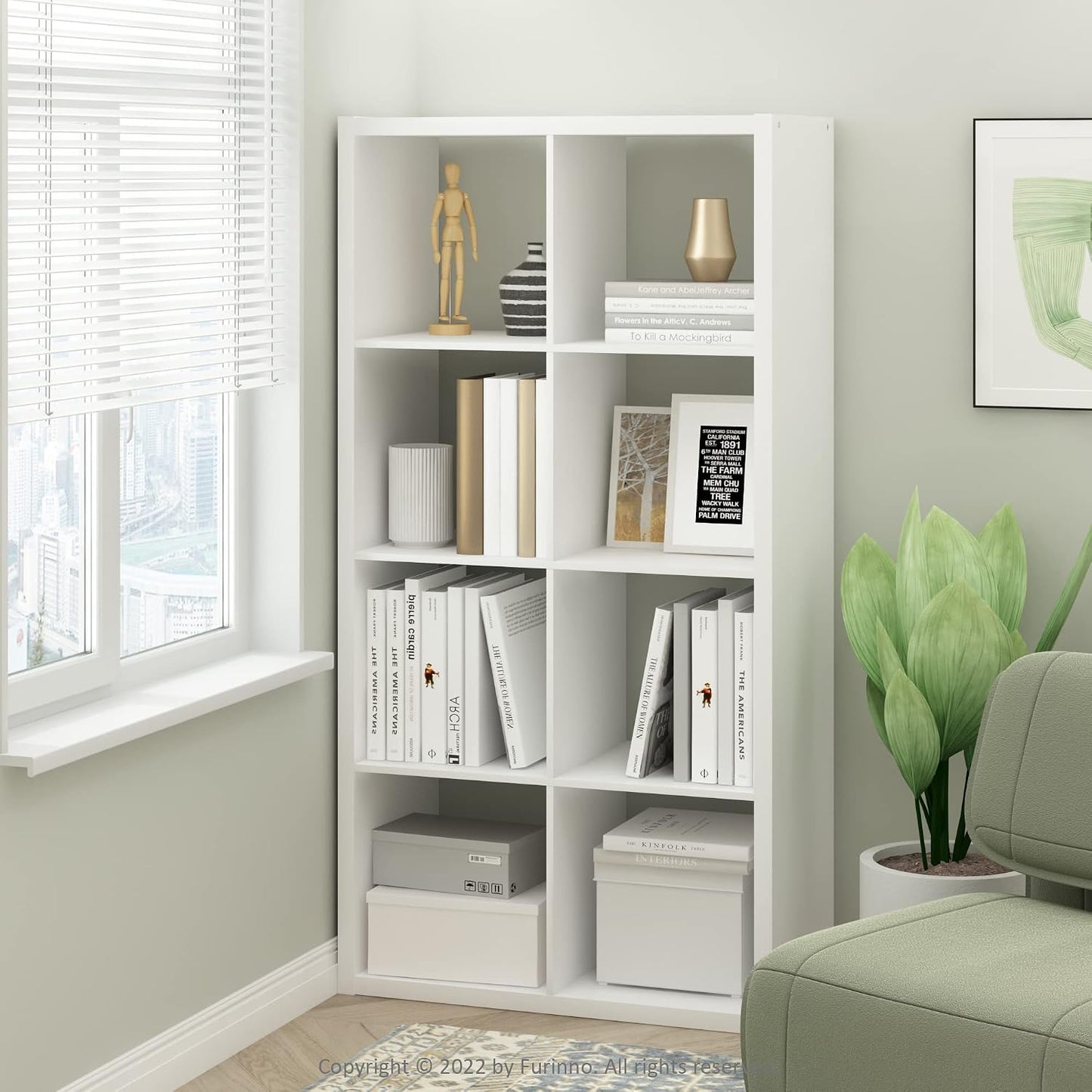8-Cube Open Bookcase – Reversible Storage & Display Shelf for Living Room, Bedroom & Office