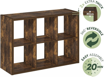 6-Cube Open Bookcase – Versatile Storage & Display Shelf for Living Room, Bedroom & Office