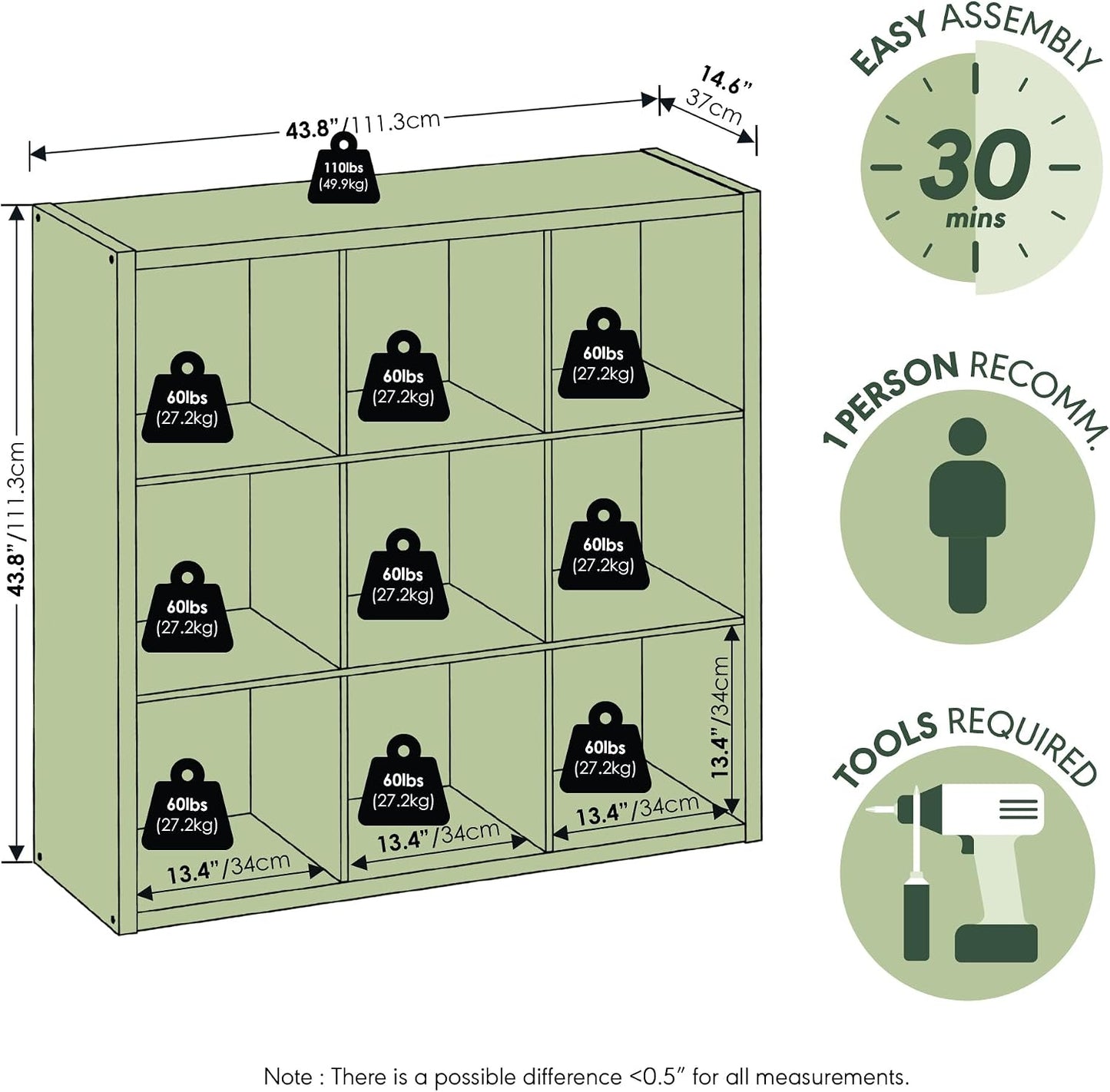 9-Cube Open Bookcase – Reversible Storage & Display Shelf for Living Room, Bedroom & Office