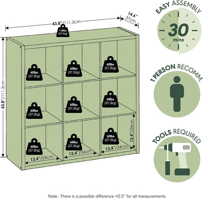 9-Cube Open Bookcase – Reversible Storage & Display Shelf for Living Room, Bedroom & Office