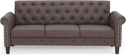 Vintage Tufted 3-Seater Sofa – Elegant Upholstered Couch with Classic Button Details
