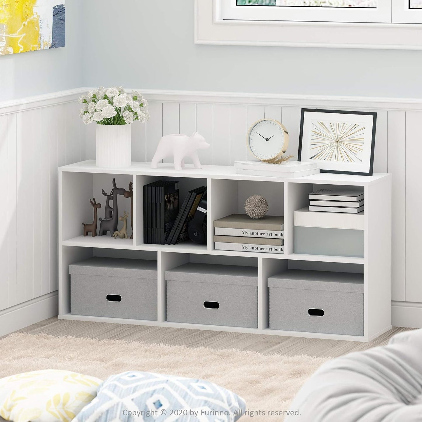 7-Cube Open Bookcase – Modern Storage & Display Shelf Organizer for Living Room, Bedroom & Office