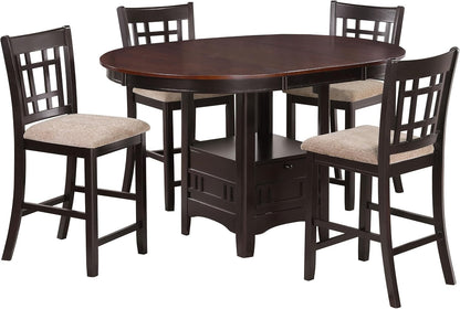 5-Piece Dining Set – Espresso Wood Table with 4 Upholstered Chairs for Kitchen & Dining Room