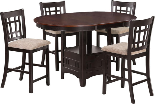 5-Piece Dining Set – Espresso Wood Table with 4 Upholstered Chairs for Kitchen & Dining Room