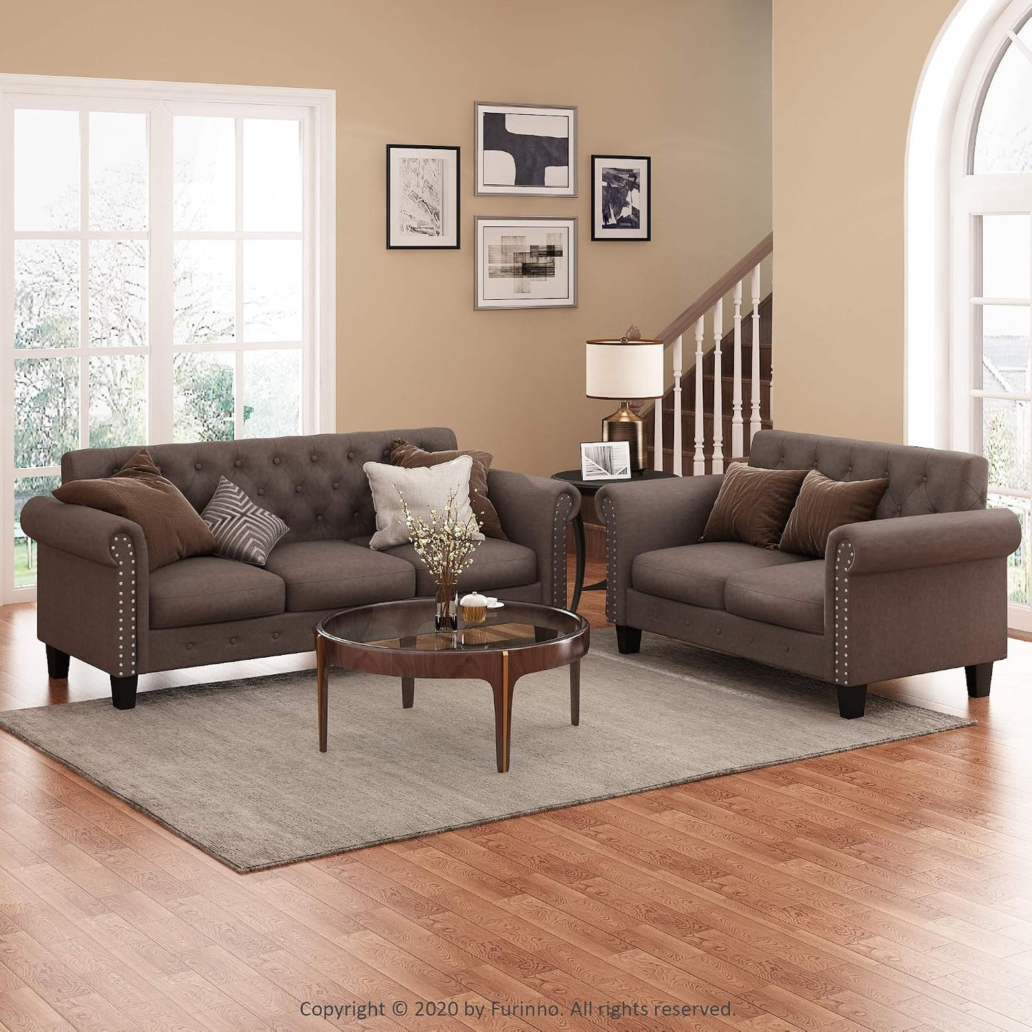 Vintage Tufted 3-Seater Sofa – Elegant Upholstered Couch with Classic Button Details