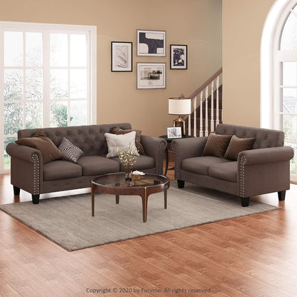 Vintage Tufted 3-Seater Sofa – Elegant Upholstered Couch with Classic Button Details