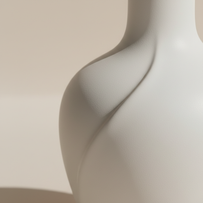 Close-up of smooth matte white ceramic vase texture